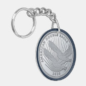 SILVER DUBBELE ELGF-MUNTEN SLEUTELHANGER (Voorkant Links)