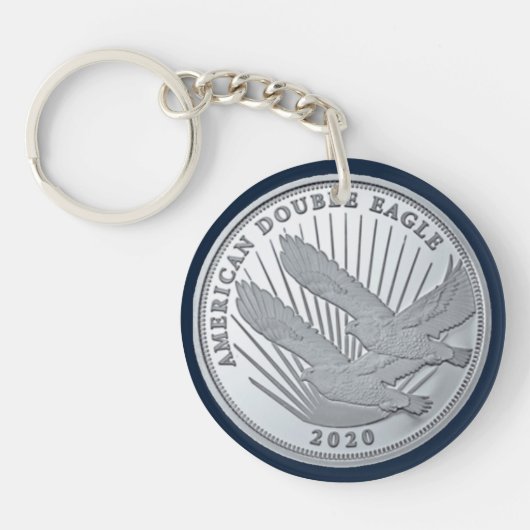 SILVER DUBBELE ELGF-MUNTEN SLEUTELHANGER (Voorkant)