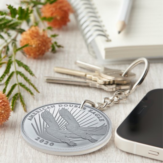 SILVER DUBBELE ELGF-MUNTEN SLEUTELHANGER (Voorkant Rechts)