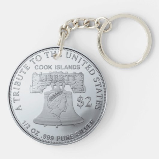 SILVER DUBBELE ELGF-MUNTEN SLEUTELHANGER (Achterkant)