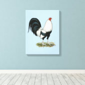 Silver Duckwing Gamecock Canvas Afdruk (Insitu (Houten vloer))