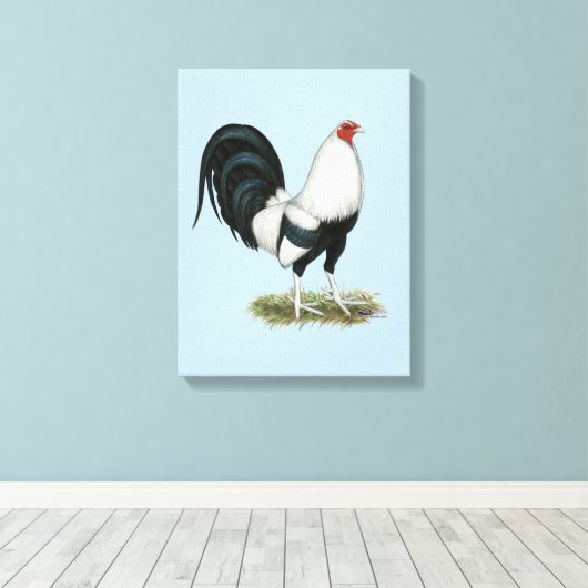 Silver Duckwing Gamecock Canvas Afdruk (Insitu (Houten vloer))