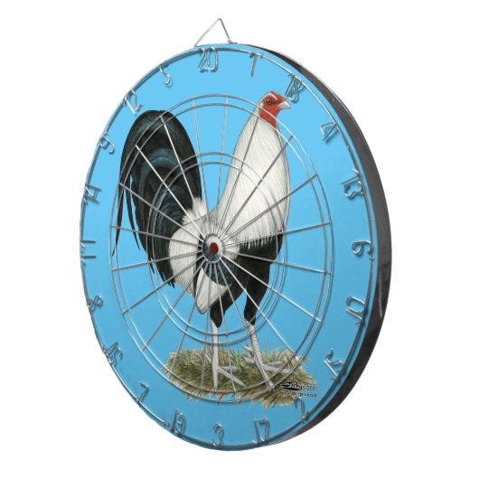 Silver Duckwing Gamecock Dartbord (Voorkant Rechts)