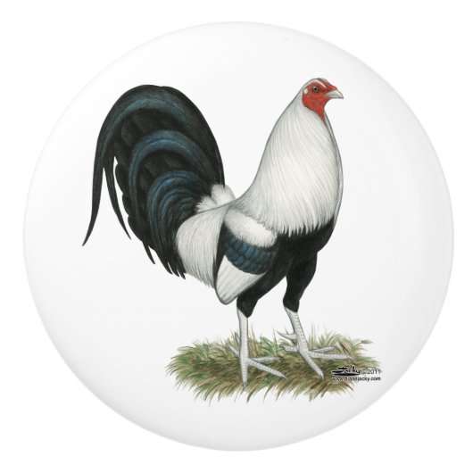 Silver Duckwing Gamecock Keramische Knop (Voorkant)