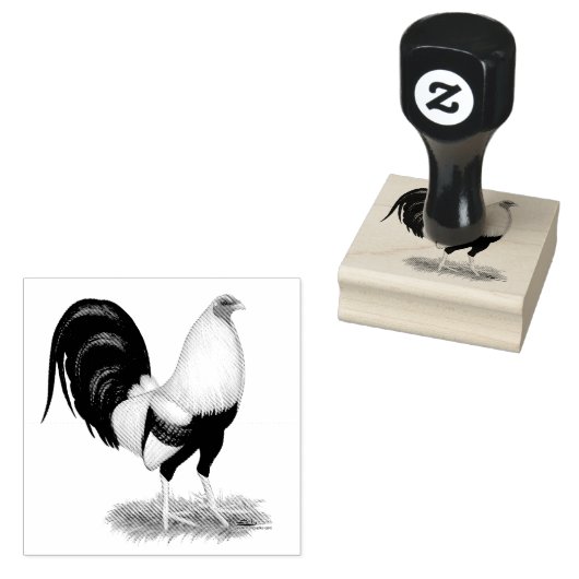 Silver Duckwing Gamecock Rubberstempel (Gestempeld)