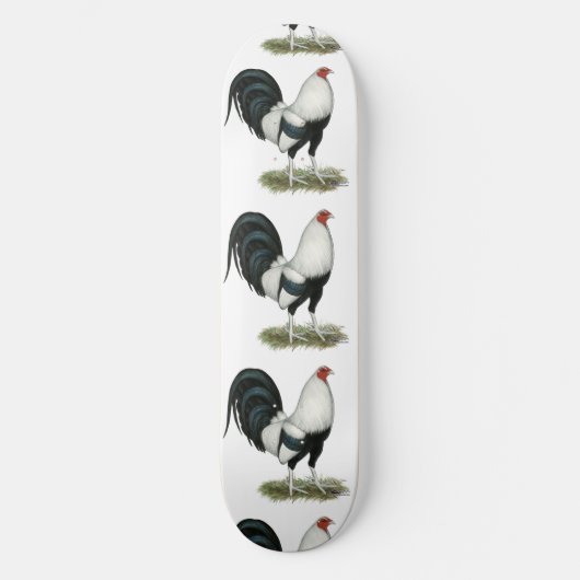 Silver Duckwing Gamecock Skateboard (Voorkant)