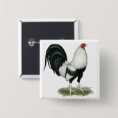 Silver Duckwing Gamecock Vierkante Button 5,1 Cm (Voorkant /achterkant)