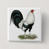 Silver Duckwing Gamecock Vierkante Button 5,1 Cm (Voorkant)