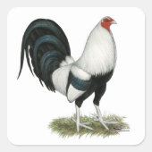 Silver Duckwing Gamecock Vierkante Sticker (Voorkant)