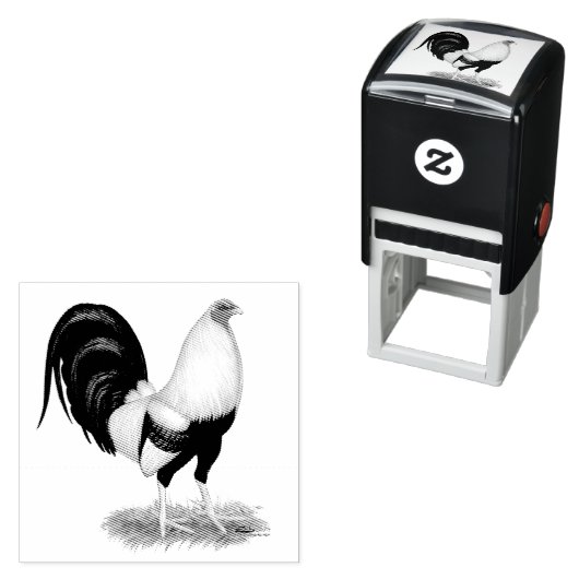 Silver Duckwing Gamecock Zelfinktende Stempel (In situ)