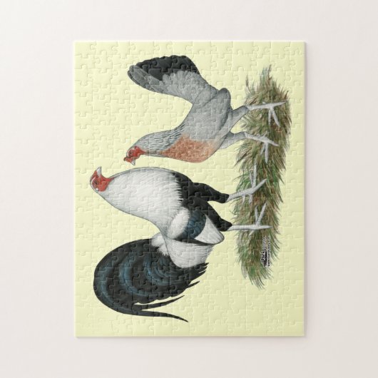 Silver Duckwing Gamefowl Legpuzzel (Verticaal)