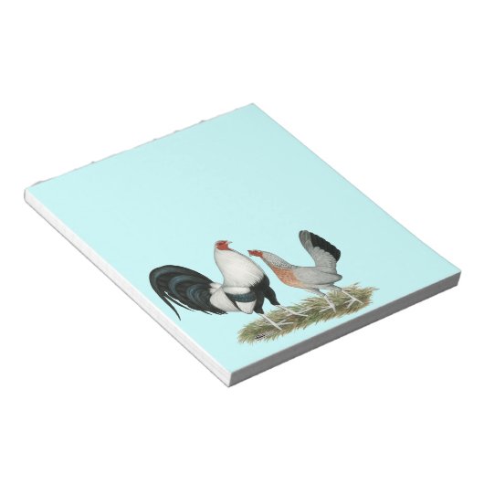 Silver Duckwing Gamefowl Notitieblok (Schuin)