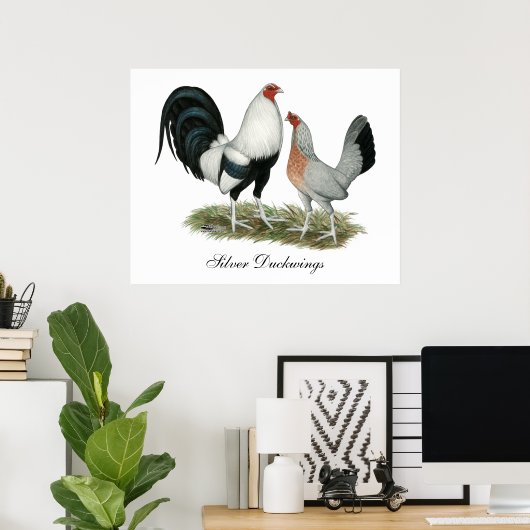 Silver Duckwing Gamefowl Poster (Thuiskantoor)
