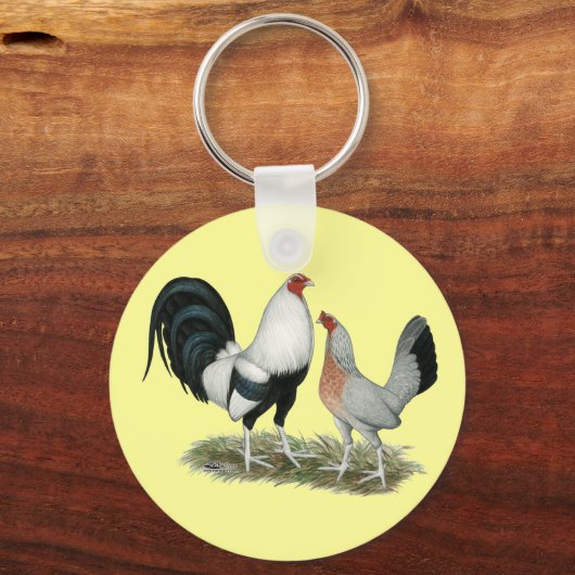 Silver Duckwing Gamefowl Sleutelhanger (Voorkant)