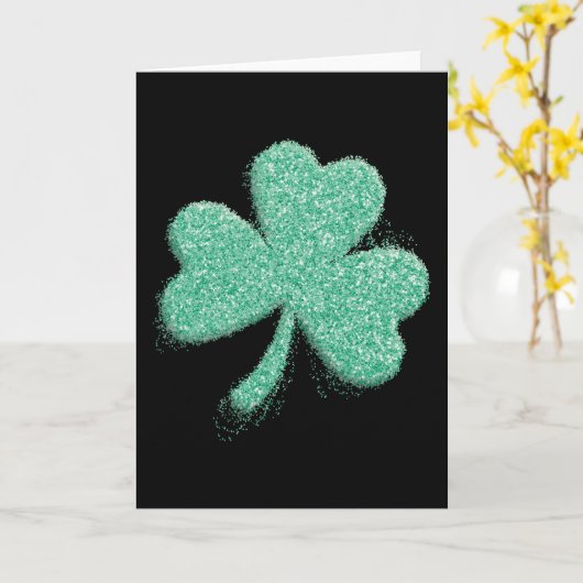 Silver Dust Glitter Clover Leaf St. Patrick's Day Kaart (Gele Bloem)