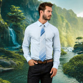 Silver Dusty Blue Tone op Tone Striped Stropdas