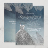 Silver dusty blue tropische jurk Quinceañera Kaart (Voorkant / Achterkant)