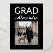 Silver DVM Veterinary Medicine Graduation Party Folie Uitnodiging (Voorkant)