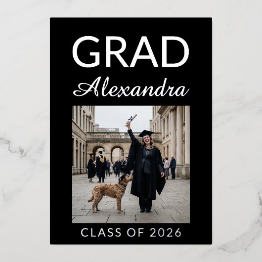 Silver DVM Veterinary Medicine Graduation Party Folie Uitnodiging (Voorkant)