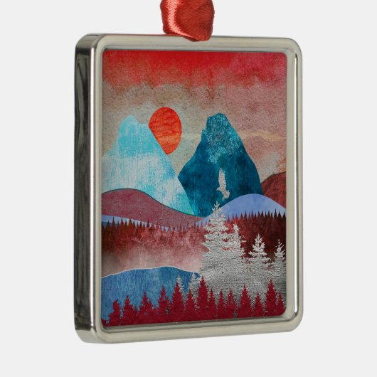 Silver Eagle Landschap Metalen Ornament (Rechts)