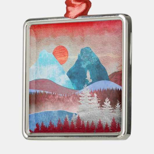 Silver Eagle Landschap Metalen Ornament (Links)