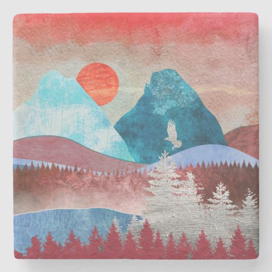 Silver Eagle Landschap Stenen Onderzetter (Voorkant)