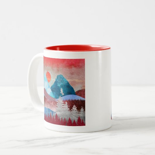 Silver Eagle Landschap Tweekleurige Koffiemok (Voorkant links)