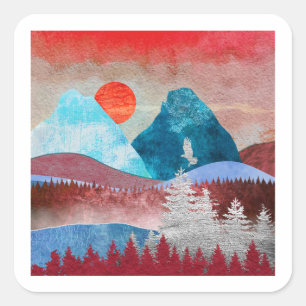 Silver Eagle Landschap Vierkante Sticker