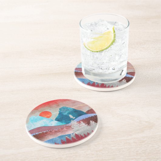 Silver Eagle Landschap Zandsteen Onderzetter (Zijkant)