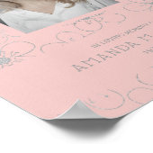 Silver Effect Flowers Roze voor Geloofde Begrafeni Poster (Hoek)