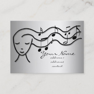 Silver Effect Music Girl Visitekaartje