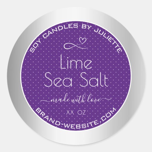 Silver Effect Paars Plum Soy Candles Packaging Ronde Sticker (Voorkant)