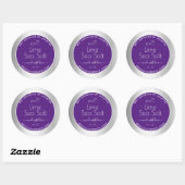 Silver Effect Paars Plum Soy Candles Packaging Ronde Sticker (Vel)
