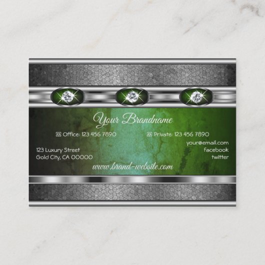 Silver Effects Groene Marmer met Faux Gemstenen Visitekaartje (Achterkant)