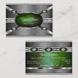 Silver Effects Groene Marmer met Faux Gemstenen Visitekaartje