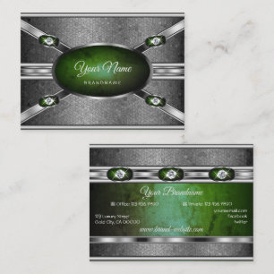 Silver Effects Groene Marmer met Faux Gemstenen Visitekaartje