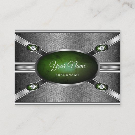 Silver Effects Groene Marmer met Faux Gemstenen Visitekaartje (Voorkant)