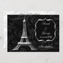 Silver Effel Tower Paris trouwuitnodiging