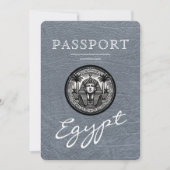 Silver Egypt Passport Wedding Invitation Kaart (Voorkant)
