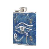 Silver Egyptian Eye of Horus over blauwe marmer Heupfles (Links)