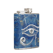 Silver Egyptian Eye of Horus over blauwe marmer Heupfles (Rechts)