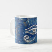 Silver Egyptian Eye of Horus over blauwe marmer Koffiemok (Voorkant links)