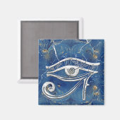 Silver Egyptian Eye of Horus over blauwe marmer Magneet (Voorkant / Achterkant)