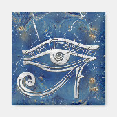 Silver Egyptian Eye of Horus over blauwe marmer Magneet (Voorkant)