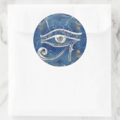 Silver Egyptian Eye of Horus over blauwe marmer Ronde Sticker (Tas)