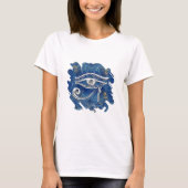 Silver Egyptian Eye of Horus over blauwe marmer T-shirt (Voorkant)
