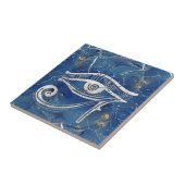 Silver Egyptian Eye of Horus over blauwe marmer Tegeltje (Zijkant)