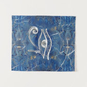 Silver Egyptian Eye of Horus over blauwe marmer Wandkleed (Voorkant (horizontaal))