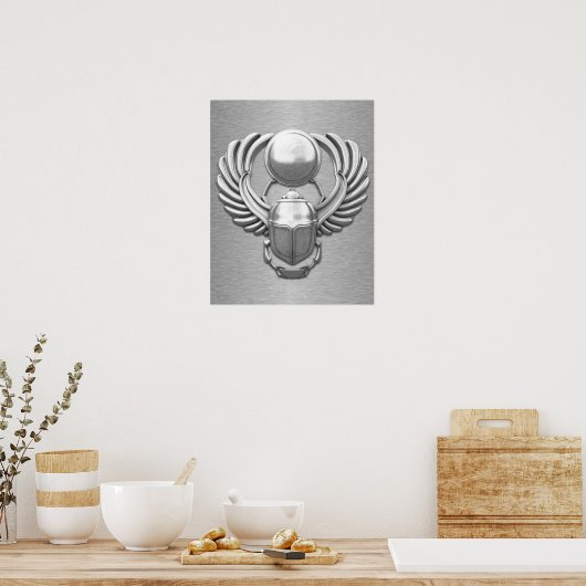Silver Egyptian Scarab Poster (Keuken)