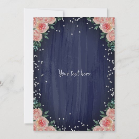 Silver Eiffel Tower Diamonds Flowers Quinceañera Kaart (Achterkant)